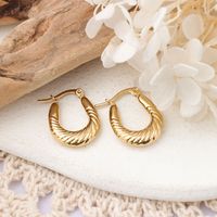 1 Pair IG Style Semicircle Plating 304 Stainless Steel Hoop Earrings main image 5