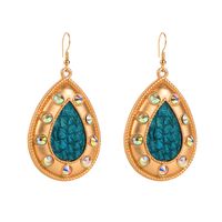 1 Pair Glam Vintage Style Water Droplets Plating Inlay Alloy Artificial Leather Rhinestones Drop Earrings main image 6
