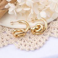 1 Paire Style IG Géométrique Couleur Unie Placage Acier Inoxydable 304 Boucles D'Oreilles main image 3