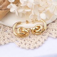 1 Paire Style IG Géométrique Couleur Unie Placage Acier Inoxydable 304 Boucles D'Oreilles main image 7