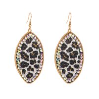 1 Pair Vintage Style Classic Style Leopard Plating Inlay Alloy Artificial Leather Rhinestones Drop Earrings main image 6