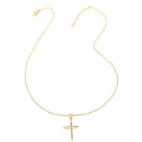 Simple Style Cross Copper Plating Inlay Zircon 18k Gold Plated Pendant Necklace main image 8