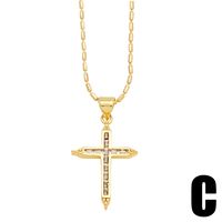 Simple Style Cross Copper Plating Inlay Zircon 18k Gold Plated Pendant Necklace main image 7