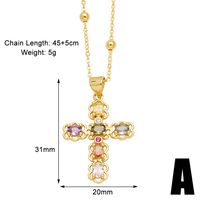 Simple Style Cross Copper Plating Inlay Zircon 18k Gold Plated Pendant Necklace sku image 2