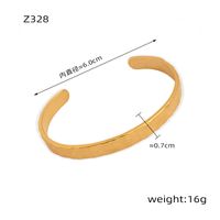 Casual Simple Style Solid Color Titanium Steel Indentation Plating 18k Gold Plated Bangle sku image 2