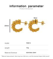 1 Pair Retro Geometric Plating Inlay Stainless Steel Rhinestones 18K Gold Plated Ear Studs main image 2