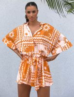 Women's Holiday Beach Casual Vacation Printing Knee Length Rompers sku image 1