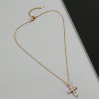 Classical Cross Copper Plating Inlay Zircon Gold Plated Pendant Necklace main image 5