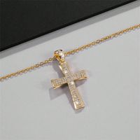 Classical Cross Copper Plating Inlay Zircon Gold Plated Pendant Necklace main image 3