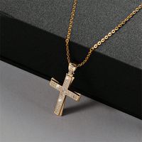 Classical Cross Copper Plating Inlay Zircon Gold Plated Pendant Necklace main image 4