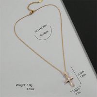 Classical Cross Copper Plating Inlay Zircon Gold Plated Pendant Necklace sku image 1