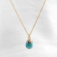 Vacation Water Droplets Turquoise  Copper Plating Inlay Natural Stone Gold Plated Pendant Necklace main image 1