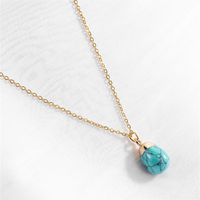 Vacation Water Droplets Turquoise  Copper Plating Inlay Natural Stone Gold Plated Pendant Necklace main image 4