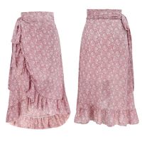 Summer Spring Casual Vacation Ditsy Floral Polyester Chiffon Knee-length Skirts main image 5