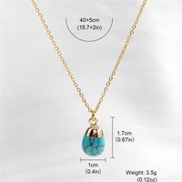 Vacation Water Droplets Turquoise  Copper Plating Inlay Natural Stone Gold Plated Pendant Necklace sku image 1
