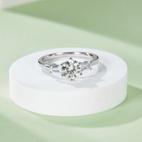Elegant Round Sterling Silver Gra Plating Inlay Moissanite Rhodium Plated Silver Plated Rings main image 3