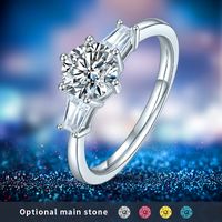 Elegant Round Sterling Silver Gra Plating Inlay Moissanite Rhodium Plated Silver Plated Rings main image 1