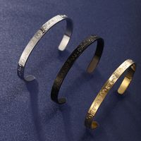 XUPING Simple Style Letter 304 Stainless Steel 18K Gold Plated Raw Steel Black Gun Bangle In Bulk main image 1