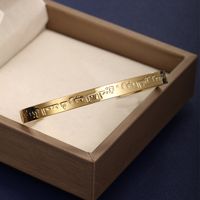XUPING Simple Style Letter 304 Stainless Steel 18K Gold Plated Raw Steel Black Gun Bangle In Bulk main image 11