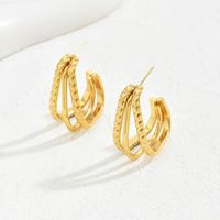 1 Pair Classic Style Geometric Solid Color Plating Hollow Out Copper 18K Gold Plated Ear Studs main image 3