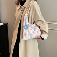 Women's Plush Color Block Basic Classic Style Sewing Thread Square Open Shoulder Bag main image 3