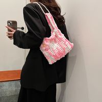 Women's Plush Color Block Basic Classic Style Sewing Thread Square Open Shoulder Bag main image 5