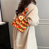 Women's Plush Color Block Basic Classic Style Sewing Thread Square Open Shoulder Bag sku image 2