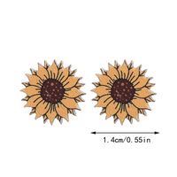 1 Par Estilo Simple Girasol Madera Pendientes sku image 1