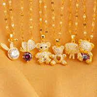 Wholesale Cute Simple Style Animal Stainless Steel Copper Plating Inlay 18K Gold Plated Rhinestones Zircon Pendant Necklace main image 1