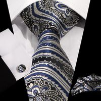 Business Formal Printing Cashew Nuts Polyester Men's Cufflinks Tie sku image 2