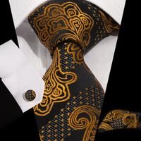 Business Formal Printing Cashew Nuts Polyester Men's Cufflinks Tie sku image 3