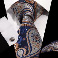 Business Formal Printing Cashew Nuts Polyester Men's Cufflinks Tie sku image 1