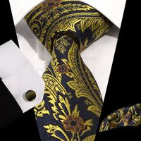 Business Formal Printing Cashew Nuts Polyester Men's Cufflinks Tie sku image 4