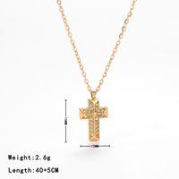 Casual Punk Simple Style Cross Stainless Steel Plating Inlay Carving Zircon White Gold Plated Gold Plated Pendant Necklace main image 3