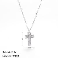 Casual Punk Simple Style Cross Stainless Steel Plating Inlay Carving Zircon White Gold Plated Gold Plated Pendant Necklace main image 2