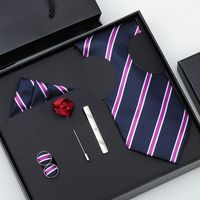 Business Stripe Arrow Solid Color Polyester Yarn Men's Tie sku image 1