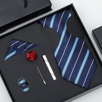 Business Stripe Arrow Solid Color Polyester Yarn Men's Tie sku image 2