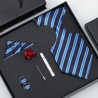 Business Stripe Arrow Solid Color Polyester Yarn Men's Tie sku image 6