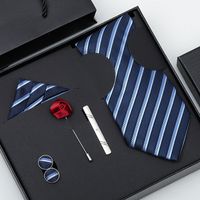 Business Stripe Arrow Solid Color Polyester Yarn Men's Tie sku image 4