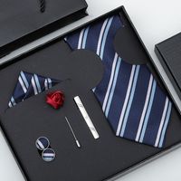 Business Stripe Arrow Solid Color Polyester Yarn Men's Tie sku image 5