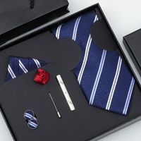 Business Stripe Arrow Solid Color Polyester Yarn Men's Tie sku image 7