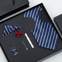 Business Stripe Arrow Solid Color Polyester Yarn Men's Tie sku image 8