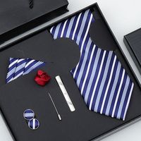 Business Stripe Arrow Solid Color Polyester Yarn Men's Tie sku image 11