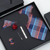 Business Stripe Arrow Solid Color Polyester Yarn Men's Tie sku image 14