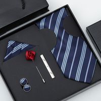 Business Stripe Arrow Solid Color Polyester Yarn Men's Tie sku image 13