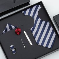 Business Stripe Arrow Solid Color Polyester Yarn Men's Tie sku image 16
