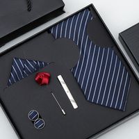 Business Stripe Arrow Solid Color Polyester Yarn Men's Tie sku image 20