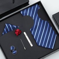 Business Stripe Arrow Solid Color Polyester Yarn Men's Tie sku image 23