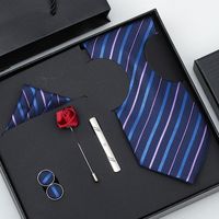 Business Stripe Arrow Solid Color Polyester Yarn Men's Tie sku image 22