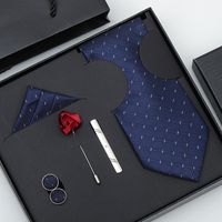 Business Stripe Arrow Solid Color Polyester Yarn Men's Tie sku image 34
